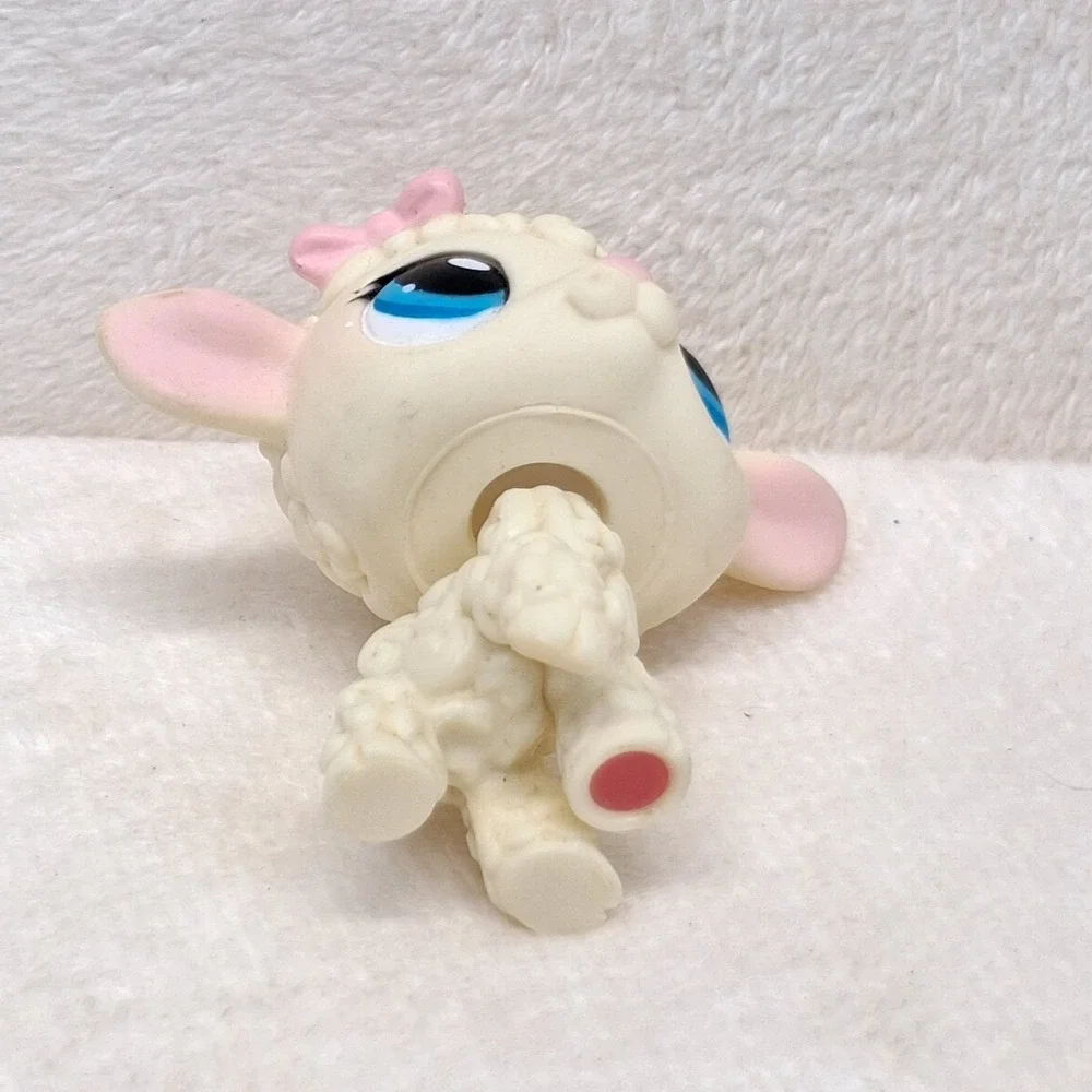 Hasbro Littlest Pet Shop Lamb 186 LPS Pink Bow Played Condition READ